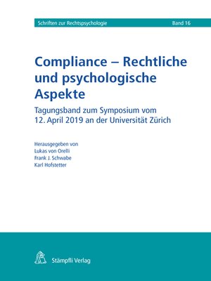 cover image of Compliance--Rechtliche und psychologische Aspekte